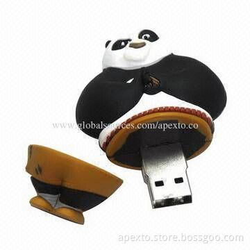 Lovely Panda USB Flash Disk with Plug-and-play Function and >1,000,000 Times Data Encryption